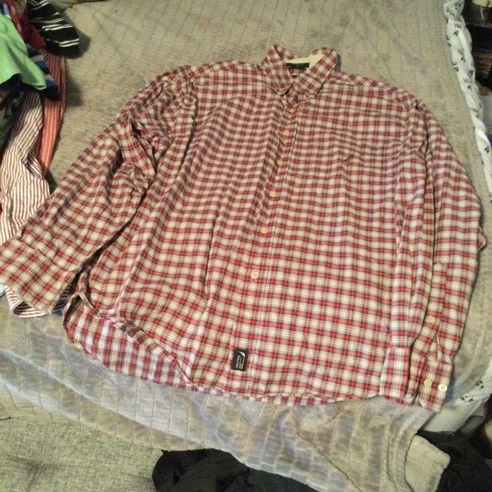 Nautica Vintage NS-83 Shirt Plaid Button Up Long Sleeve Men's Size XL